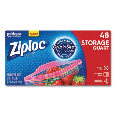 Double Zipper Storage Bags, 1 qt, 1.75 mil, 9.63