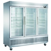 Dukers D83R-GS3 Glass 3- Door Bottom Mount Reach-In Refrigerator 82-5/8&quot;