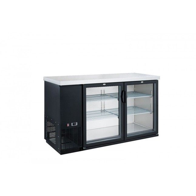 Dukers DBB48-H2 2-Swing Glass Door Refrigerated Black Back Bar Cooler 49"
