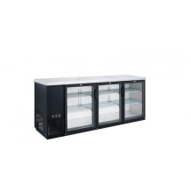 Dukers DBB72-H3 3-Swing Glass Door Refrigerated Black Back Bar Cooler 73"