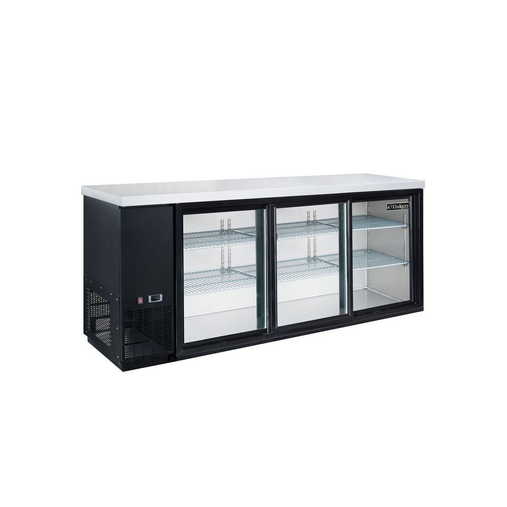 Dukers DBB72-S3 3-Sliding Glass Door Refrigerated Back Bar Cooler 73"