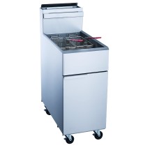 Dukers DCF3-NG Natural Gas 40 lb. Floor Fryer - 90,000 BTU