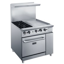 Dukers DCR36-2B24GM 36&quot; Gas Range with 2 Open Burners, 24&quot; Griddle, and Oven - 157,000 BTU