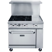 Dukers DCR36-4B12GM 36&quot; Gas Range with 4 Open Burners, 12&quot; Griddle, and Oven - 195,000 BTU