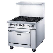 Dukers DCR36-6B 36&quot; Gas Range with 6 Open Burners and Oven - 233,000 BTU