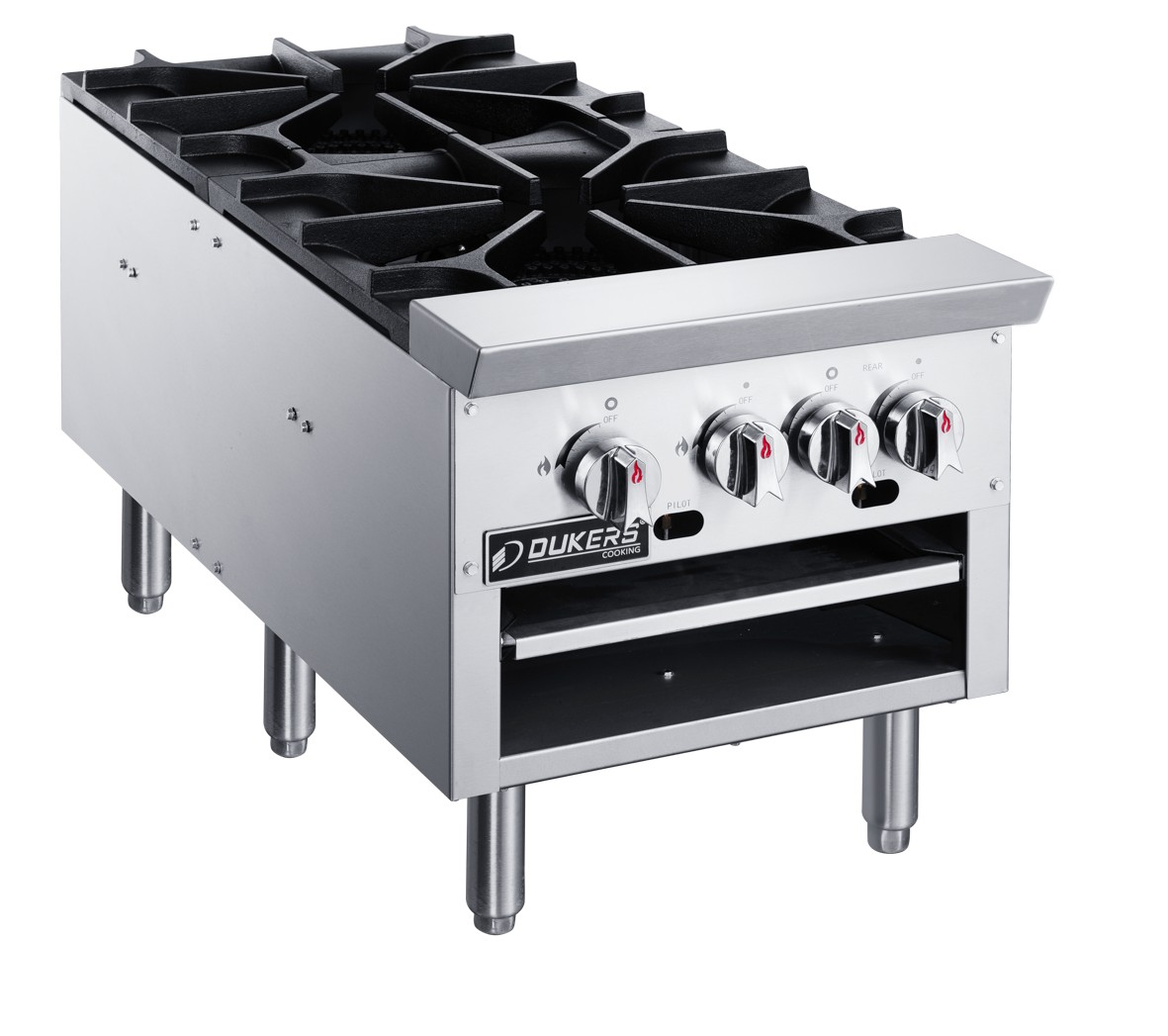 Dukers DCSPB2 160,000 BTU Compact Double Burner Stock Pot Range