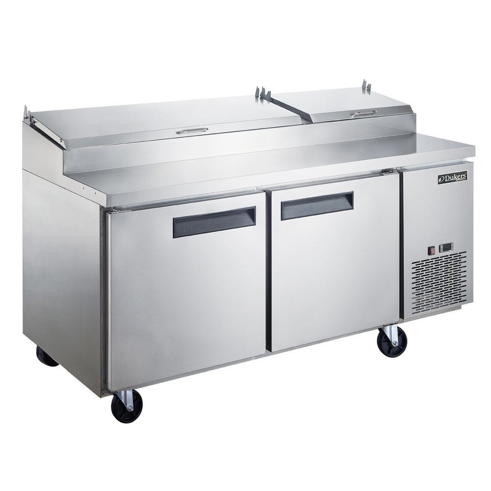 Dukers DPP70-9-S2 2- Door Pizza Prep Table Refrigerator 70"