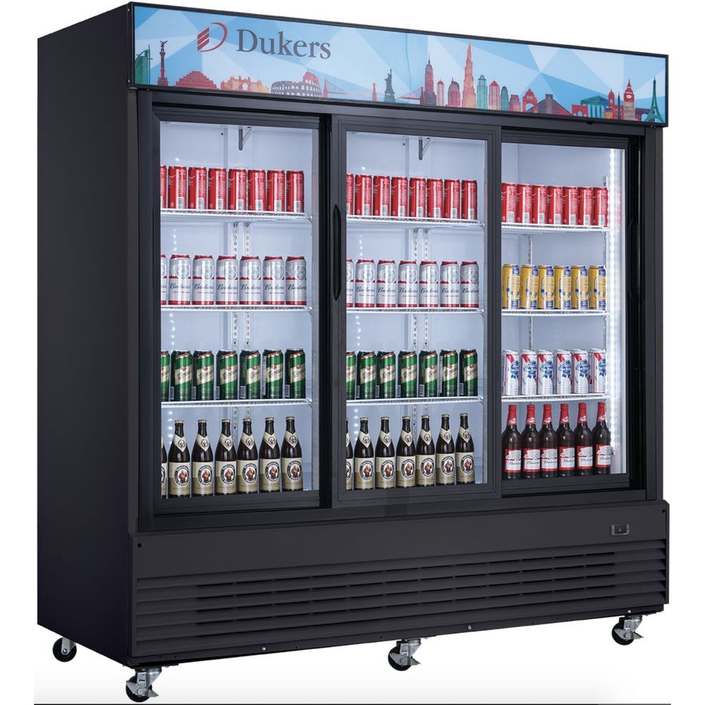 Dukers DSM-68SR 3-Glass Door Sliding Refrigerated Merchandiser 78"