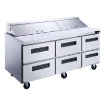 Dukers DSP72-18-D6 72&quot; Six-Drawer Sandwich / Salad Prep Refrigerator