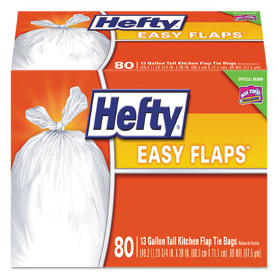 Easy Flaps Trash Bags, 13 gal, 0.69 mil, 23.75