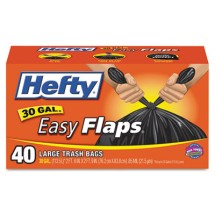 Easy Flaps Trash Bags, 30 gal, 0.85 mil, 30" x 33", Black, 240/Carton