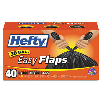 Easy Flaps Trash Bags, 30 gal, 0.85 mil, 30