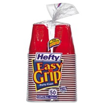 Easy Grip Disposable Plastic Party Cups, 9 oz., Red, 50/Pack