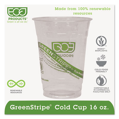 Eco-Products GreenStripe Renewable Cold Cups, 16 oz., 1000/Carton