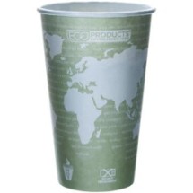 World Art Renewable Resource Compostable Hot Cups, 16 oz, Sea Green 1000/Carton