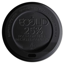 EcoLid 25% Recy Content Hot Cup Lid, Black, F/10-20oz, 100/PK, 10 PK/CT