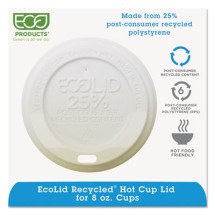 EcoLid 25% Recy Content Hot Cup Lid, White, Fits 8oz Hot Cups, 100/PK, 10 PK/CT