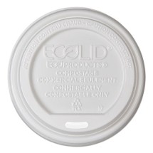 EcoLid Renewable/Compostable Hot Cup Lid, PLA, Fits 10-20 oz Hot Cups, 50/Pack, 16 Packs/Carton