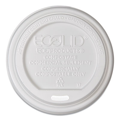 EcoLid Renewable/Compostable Hot Cup Lids, PLA Fits 8 oz Hot Cups, 50/Packs, 16 Packs/Carton