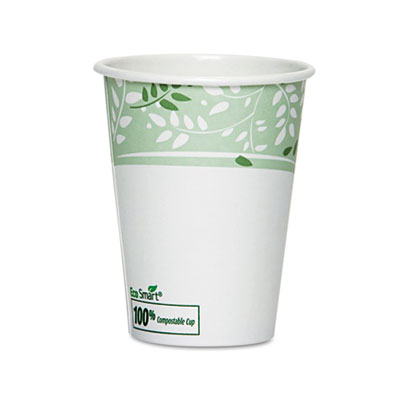 EcoSmart Hot Cups, Paper w/PLA Lining, Viridian, 8oz, 50/Pack