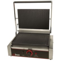Winco EPG-1C Commercial Panini Press with Cast Iron Grooved Plate