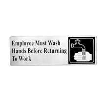 TableCraft B22 Stainless Steel Employee Must Wash Hands Before Returning To Work Sign, 9&quot; x 3&quot;