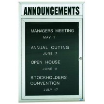 Aarco Products ADC2418H 1-Door Enclosed Aluminum Message Center Board with Header, 18&quot;W x 24&quot;H 