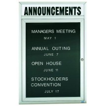 Aarco Products ADC3624H 1-Door Enclosed Aluminum Message Center Board and Header, 24&quot;W x 36&quot;H