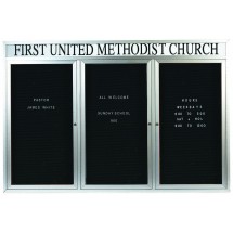 Aarco Products ADC4872-3H 3-Door Enclosed Aluminum Message Center Board and Header, 72&quot;W x 48&quot;H 