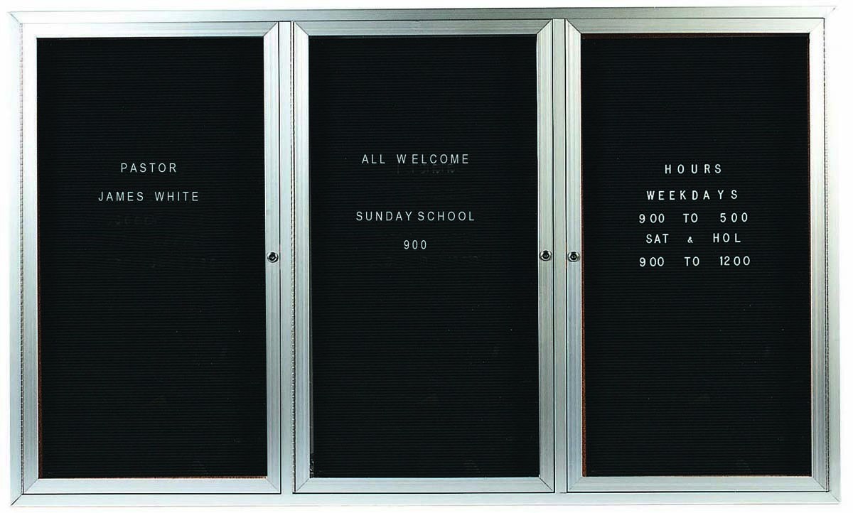 Aarco Products ADC4872-3I 3-Door Enclosed Aluminum Message Center Board, 72"W x 48"H 