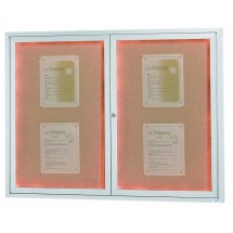 Aarco Products DCC3648RI 2 Door Indoor Illuminated Enclosed Bulletin Board Cabinet with Aluminum Frame, 48&quot;W x 36&quot;H 