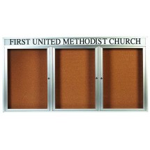 Aarco Products DCC3672-3RHI 3 Door Indoor Illuminated Enclosed Bulletin Board Cabinet with Aluminum Frame and Header, 72&quot;W x 36&quot;H