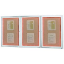 Aarco Products DCC3672-3RI 3 Door Indoor Illuminated Enclosed Bulletin Board Cabinet with Aluminum Frame, 72&quot;W x 36&quot;H