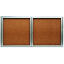 Aarco Products DCC3672RI 2 Door Indoor Illuminated Enclosed Bulletin Board Cabinet with Aluminum Frame, 72&quot;W x 36&quot;H