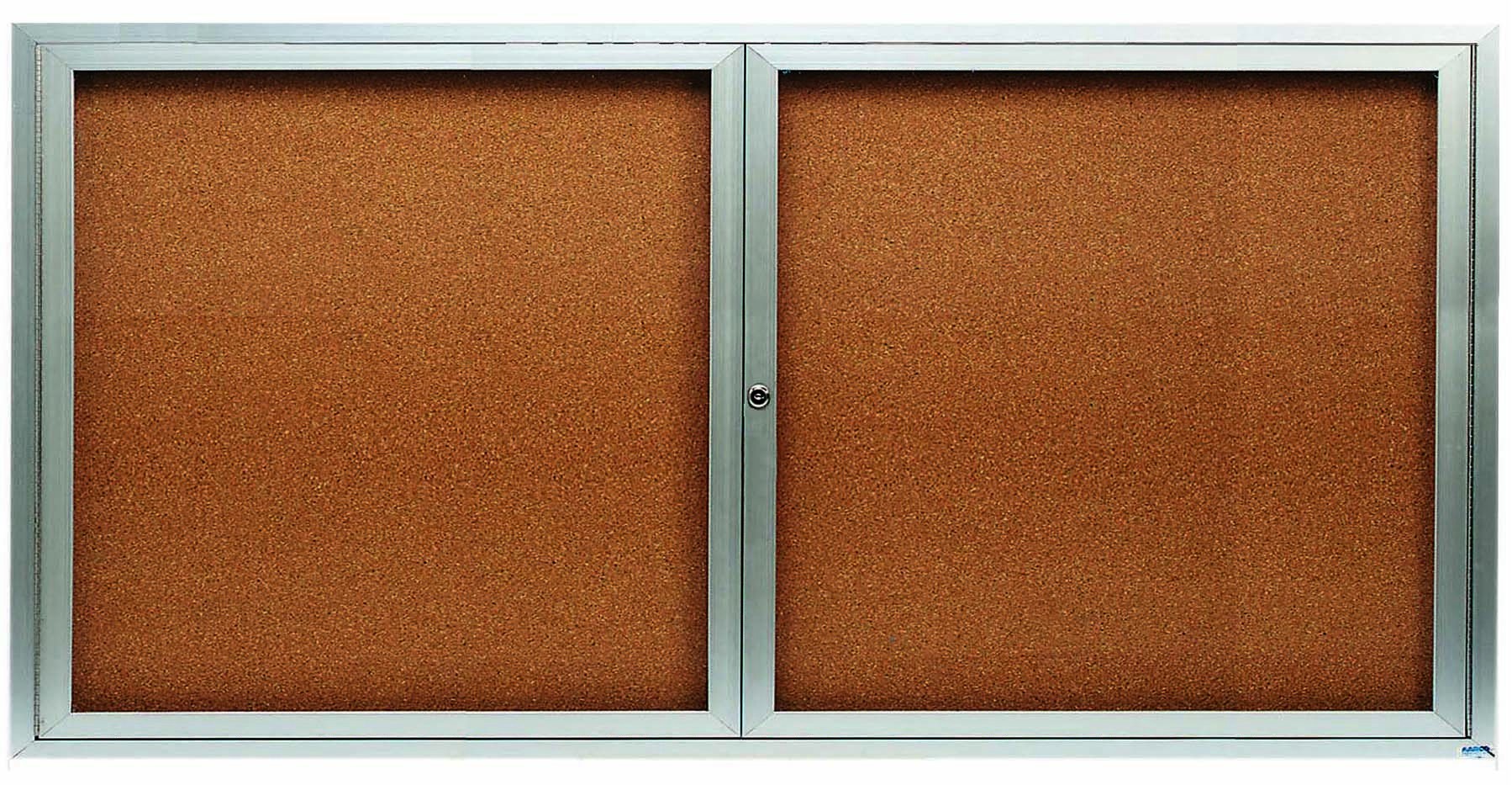 Aarco Products DCC3672RI 2 Door Indoor Illuminated Enclosed Bulletin Board Cabinet with Aluminum Frame, 72"W x 36"H