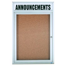 Aarco Products DCC4836RHI 1 Door Indoor Illuminated Enclosed Bulletin Board Cabinet with Aluminum Frame and Header, 36&quot;W x 48&quot;H