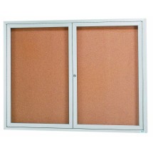 Aarco Products DCC4860RI 2 Door Indoor Illuminated Enclosed Bulletin Board Cabinet with Aluminum Frame, 60&quot;W x 48&quot;H 