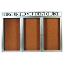 Aarco Products DCC4872-3RHI 3 Door Indoor Illuminated Enclosed Bulletin Board Cabinet with Aluminum Frame and Header, 72&quot;W x 48&quot;H 