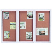 Aarco Products DCC4872-3RI 3 Door Indoor Illuminated Enclosed Bulletin Board Cabinet with Aluminum Frame, 72&quot;W x 48&quot;H 