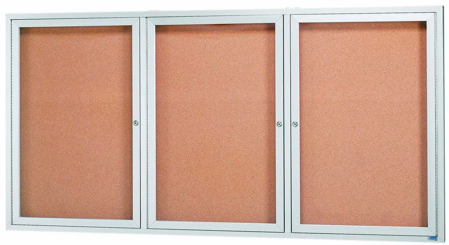 Aarco Products DCC4896-3R 3 Door Indoor Enclosed Bulletin Board Cabinet with Aluminum Frame, 96"W x 48"H 