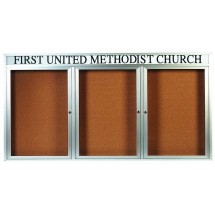 Aarco Products DCC4896-3RH 3 Door Indoor Enclosed Bulletin Board and Aluminum Frame and Header, 96&quot;W x 48&quot;H
