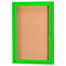 Aarco Products DCC3624RG 1 Door Indoor Enclosed Bulletin Board with Green Powder Coated Aluminum Frame, 24&quot;W x 36&quot;H 