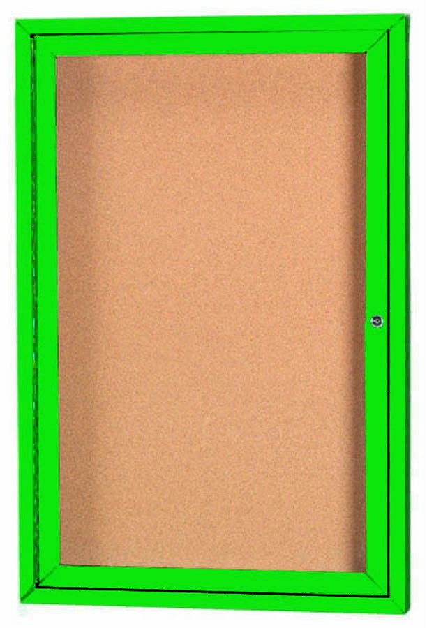 Aarco Products DCC3624RG 1 Door Indoor Enclosed Bulletin Board with Green Powder Coated Aluminum Frame, 24"W x 36"H 