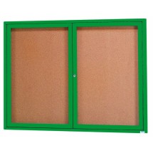Aarco Products DCC3648RG 2-Door Indoor Enclosed Bulletin Board with Green Powder Coated Aluminum Frame, 48&quot;W x 336&quot;H 