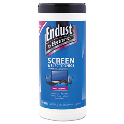 Endust Premoistened Antistatic Screen Cleaning Wipes, 6 Canisters/Carton