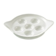 CAC China ESD-9 Round Escargot Dish with Two Handles 8 1/4&quot; x 6-1/2&quot;