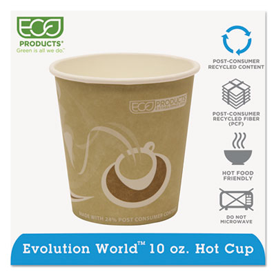 Evolution World 24% Recycled Content Hot Cups - 10oz., 50/PK, 20 PK/CT