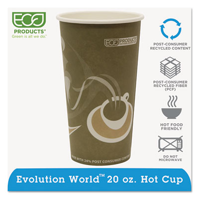 Evolution World 24% Recycled Content Hot Cups - 20oz., 50/PK, 20 PK/CT