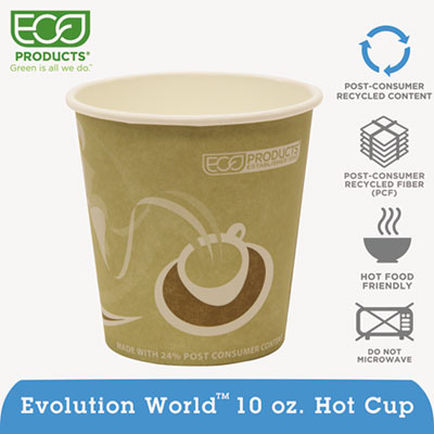 Evolution World 24% Recycled Content Hot Cups Convenience Pack - 10oz., 50/PK