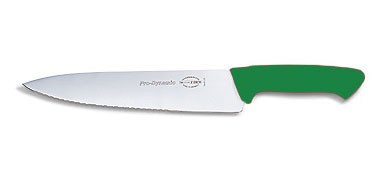 Friedr. Dick 8544826-14 10" Pro Dynamic Chef's Knife, Serrated Edge, Green Handle